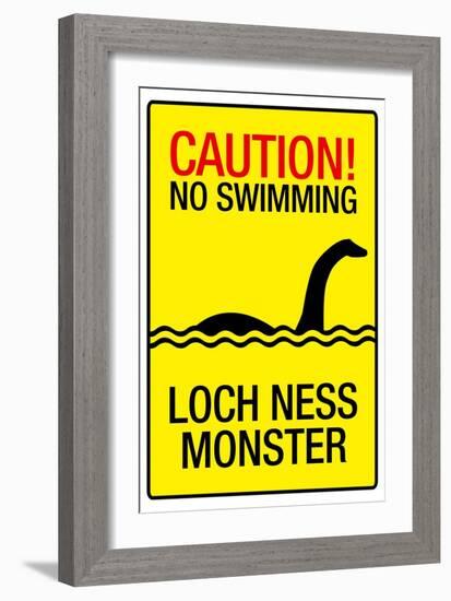 Caution Loch Ness Monster-null-Framed Art Print