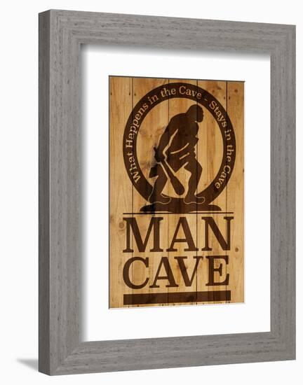 Caution! Man Cave-SM Design-Framed Art Print