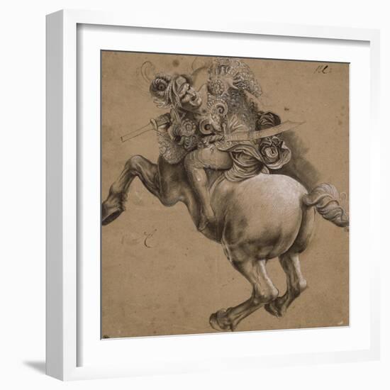 Cavalier, étude d'après la Bataille d'Anghiari-Léonard de Vinci-Framed Giclee Print