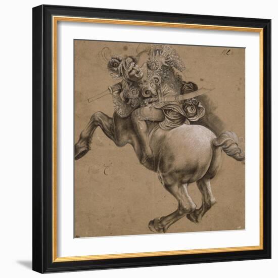 Cavalier, étude d'après la Bataille d'Anghiari-Léonard de Vinci-Framed Giclee Print