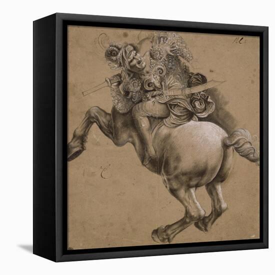 Cavalier, étude d'après la Bataille d'Anghiari-Léonard de Vinci-Framed Premier Image Canvas
