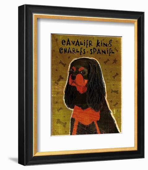 Cavalier King Charles (black and tan)-John W^ Golden-Framed Art Print