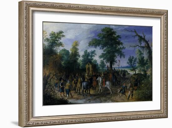 Cavalry and Infantry before a Chapel, before 1610-Sebastian Vrancx-Framed Giclee Print