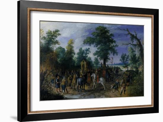 Cavalry and Infantry before a Chapel, before 1610-Sebastian Vrancx-Framed Giclee Print