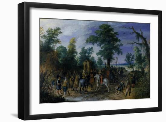 Cavalry and Infantry before a Chapel, before 1610-Sebastian Vrancx-Framed Giclee Print