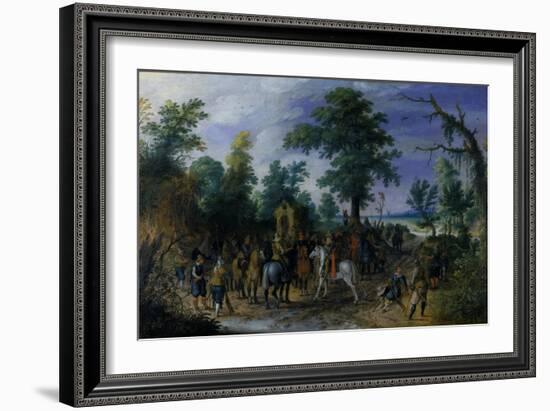 Cavalry and Infantry before a Chapel, before 1610-Sebastian Vrancx-Framed Giclee Print