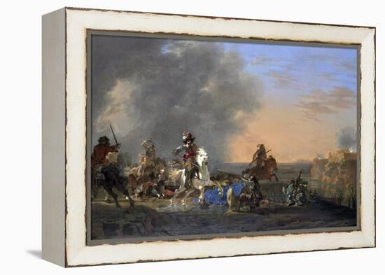 Cavalry Attack at Sunset-Jan Asselijn-Framed Stretched Canvas