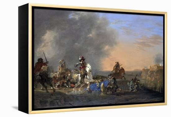 Cavalry Attack at Sunset-Jan Asselijn-Framed Stretched Canvas