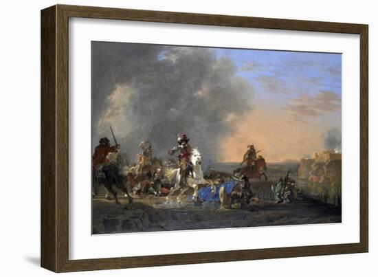 Cavalry Attack at Sunset-Jan Asselijn-Framed Art Print