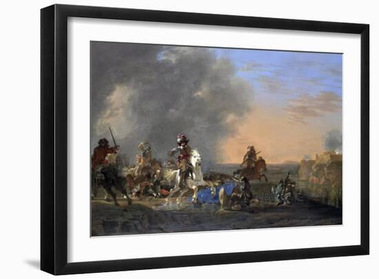 Cavalry Attack at Sunset-Jan Asselijn-Framed Art Print