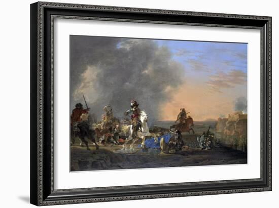 Cavalry Attack at Sunset-Jan Asselijn-Framed Art Print