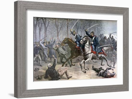 Cavalry Charge, German Riots in Leipzig, 1892-Henri Meyer-Framed Giclee Print