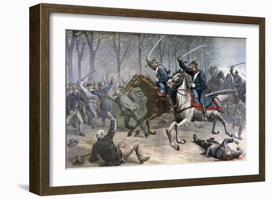 Cavalry Charge, German Riots in Leipzig, 1892-Henri Meyer-Framed Giclee Print