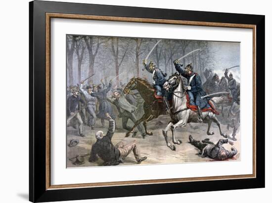 Cavalry Charge, German Riots in Leipzig, 1892-Henri Meyer-Framed Giclee Print