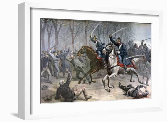 Cavalry Charge, German Riots in Leipzig, 1892-Henri Meyer-Framed Giclee Print