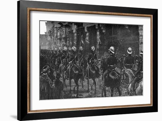 'Cavalry Demonstration in the Arab Quarter, Cairo', c1882-85-Unknown-Framed Giclee Print