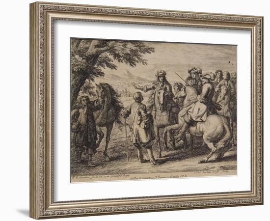 Cavalry Engagement, Engraved by Jan Van Huchtenburg (1647-1733), 1667-90-Adam Frans van der Meulen-Framed Giclee Print