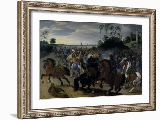 Cavalry in Combat at the Foot of a Hill-Sebastian Vrancx-Framed Giclee Print