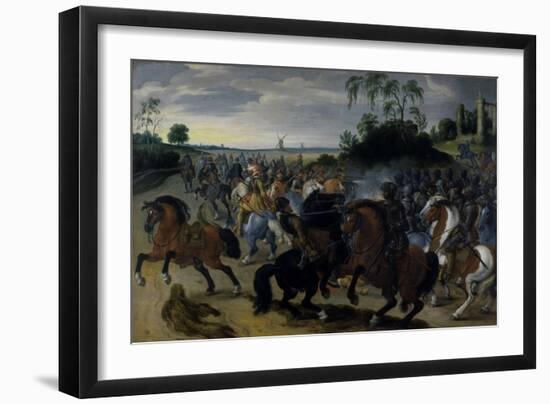 Cavalry in Combat at the Foot of a Hill-Sebastian Vrancx-Framed Giclee Print