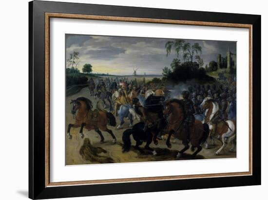 Cavalry in Combat at the Foot of a Hill-Sebastian Vrancx-Framed Giclee Print