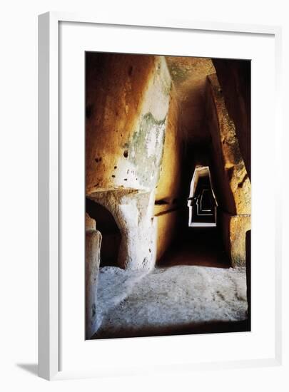 Cave, Cumaean Sybil, Archaeological Park of Cuma, Pozzuoli, Campania, Italy-null-Framed Giclee Print
