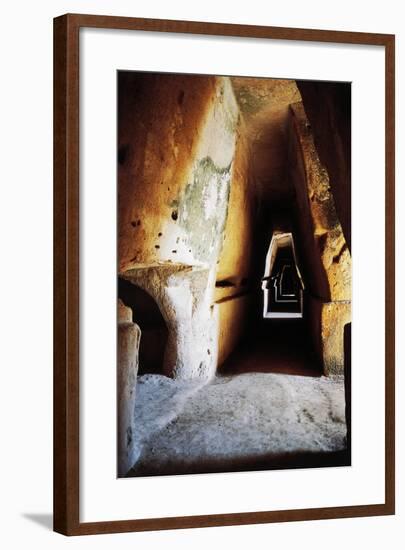 Cave, Cumaean Sybil, Archaeological Park of Cuma, Pozzuoli, Campania, Italy-null-Framed Giclee Print