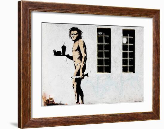 Cave Man Fast Food-Banksy-Framed Giclee Print
