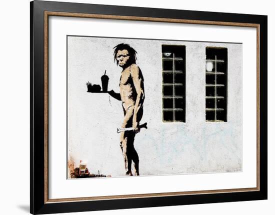 Cave Man Fast Food-Banksy-Framed Giclee Print