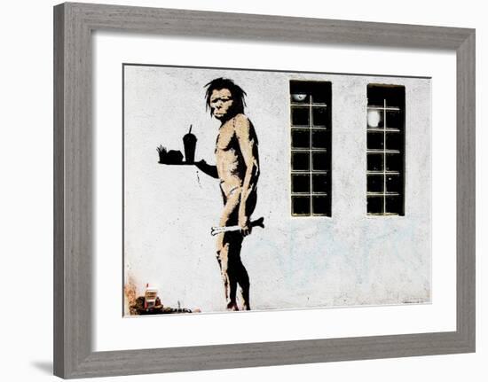 Cave Man Fast Food-Banksy-Framed Giclee Print