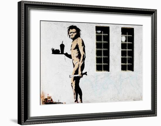 Cave Man Fast Food-Banksy-Framed Giclee Print