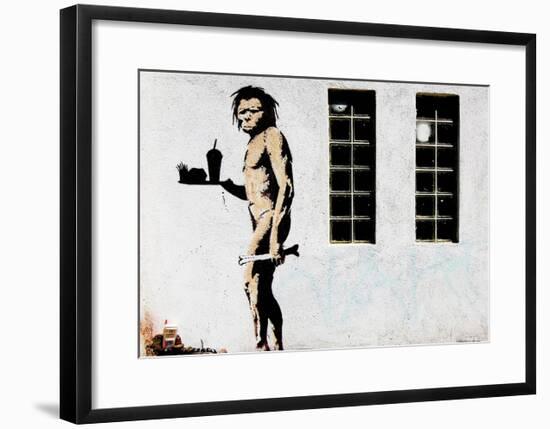 Cave Man Fast Food-Banksy-Framed Giclee Print