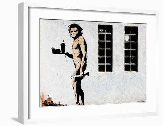 Cave Man Fast Food-Banksy-Framed Giclee Print