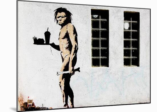 Cave Man Fast Food-Banksy-Mounted Giclee Print