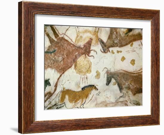 Cave of Lascaux, Ceiling of the Diverticulum: a Horse and Three Cows, C. 17,000 BC-null-Framed Giclee Print