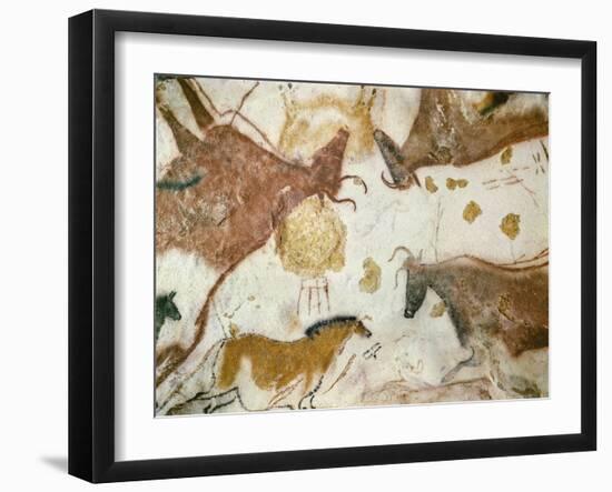 Cave of Lascaux, Ceiling of the Diverticulum: a Horse and Three Cows, C. 17,000 BC-null-Framed Giclee Print