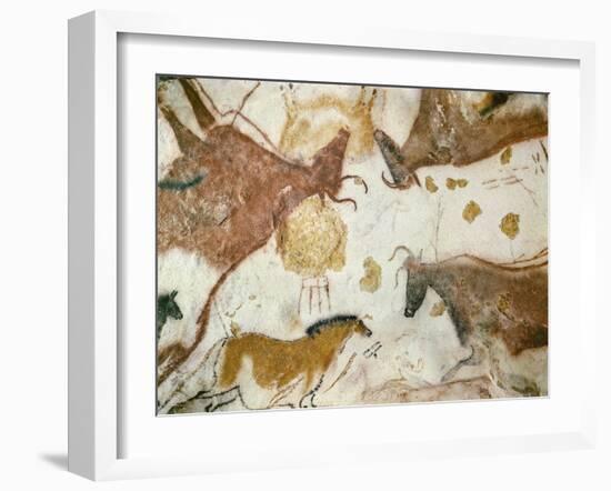 Cave of Lascaux, Ceiling of the Diverticulum: a Horse and Three Cows, C. 17,000 BC-null-Framed Giclee Print