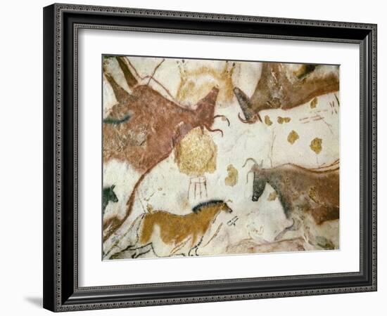 Cave of Lascaux, Ceiling of the Diverticulum: a Horse and Three Cows, C. 17,000 BC-null-Framed Giclee Print