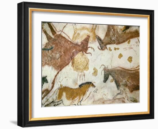 Cave of Lascaux, Ceiling of the Diverticulum: a Horse and Three Cows, C. 17,000 BC-null-Framed Giclee Print