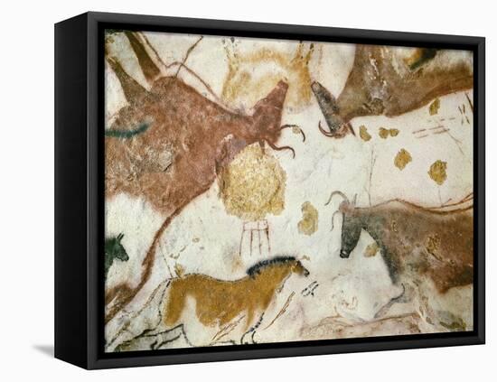 Cave of Lascaux, Ceiling of the Diverticulum: a Horse and Three Cows, C. 17,000 BC-null-Framed Premier Image Canvas