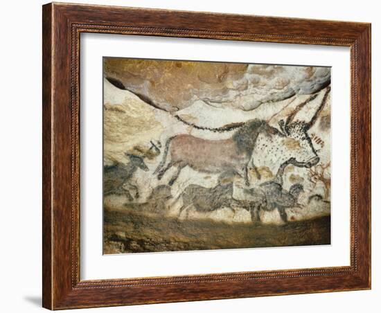 Cave of Lascaux, Great Hall, Left Wall: First Bull, Red Horse, Brown Horses, C. 17,000 BC-null-Framed Giclee Print