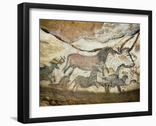 Cave of Lascaux, Great Hall, Left Wall: First Bull, Red Horse, Brown Horses, C. 17,000 BC-null-Framed Giclee Print