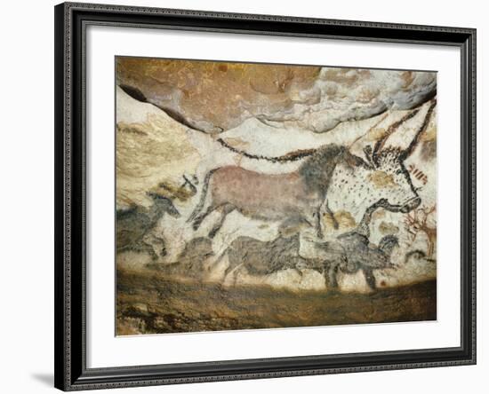 Cave of Lascaux, Great Hall, Left Wall: First Bull, Red Horse, Brown Horses, C. 17,000 BC-null-Framed Giclee Print
