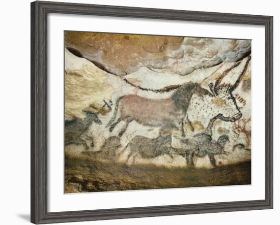 Cave of Lascaux, Great Hall, Left Wall: First Bull, Red Horse, Brown Horses, C. 17,000 BC-null-Framed Giclee Print