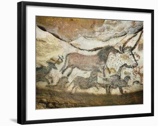 Cave of Lascaux, Great Hall, Left Wall: First Bull, Red Horse, Brown Horses, C. 17,000 BC-null-Framed Giclee Print