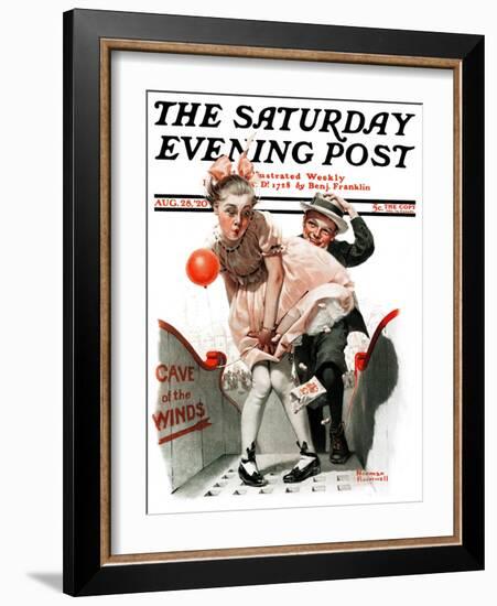 "Cave of the Winds" Saturday Evening Post Cover, August 28,1920-Norman Rockwell-Framed Giclee Print