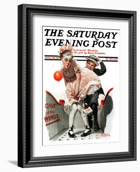 "Cave of the Winds" Saturday Evening Post Cover, August 28,1920-Norman Rockwell-Framed Giclee Print