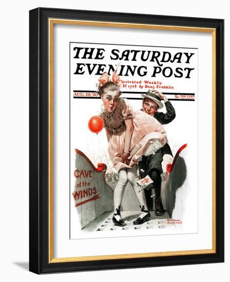 "Cave of the Winds" Saturday Evening Post Cover, August 28,1920-Norman Rockwell-Framed Giclee Print