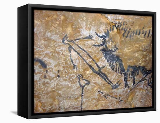 Cave Painting of Bird-Headed Man at Lascaux-null-Framed Premier Image Canvas