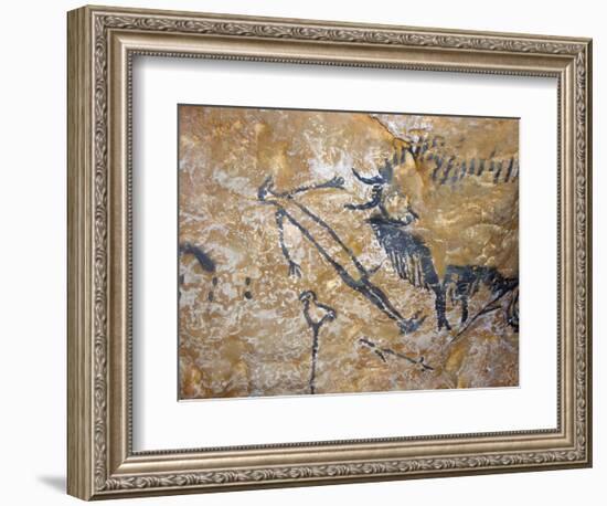 Cave Painting of Bird-Headed Man at Lascaux-null-Framed Photographic Print