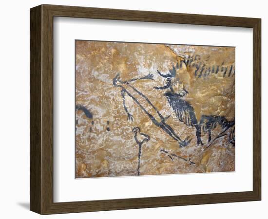 Cave Painting of Bird-Headed Man at Lascaux-null-Framed Photographic Print